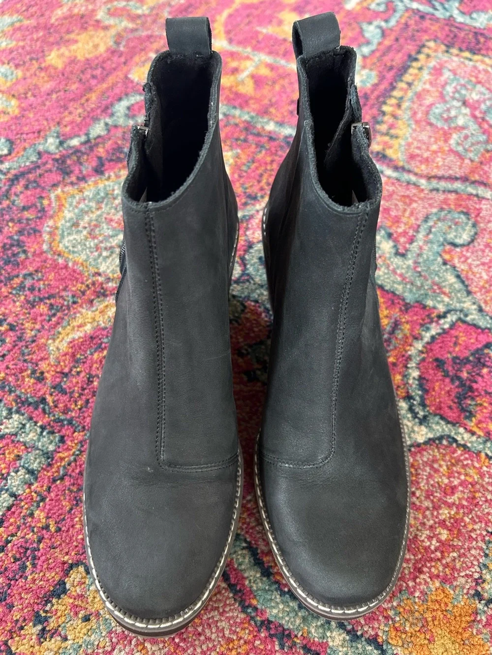 TOMS | Women’s Black Raven Wedge Water Resistant Ankle Boots Brown Platform 7.5
